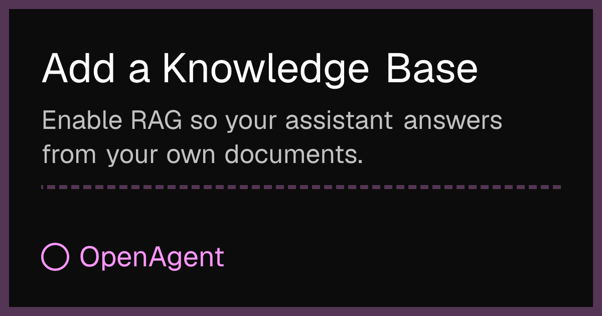 Add a Knowledge Base · OpenAgent